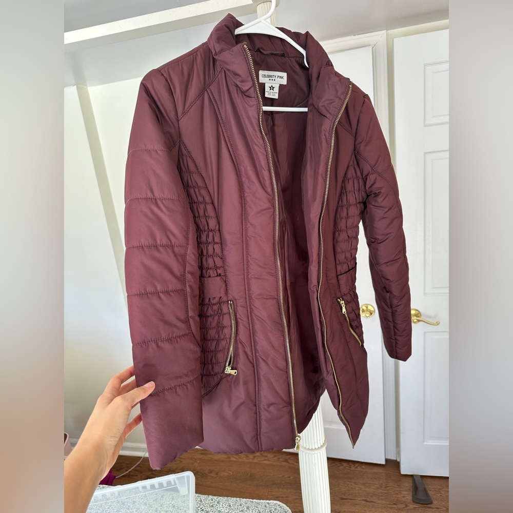 Small Celebrity Pink Puffer Coat in Plumberry
